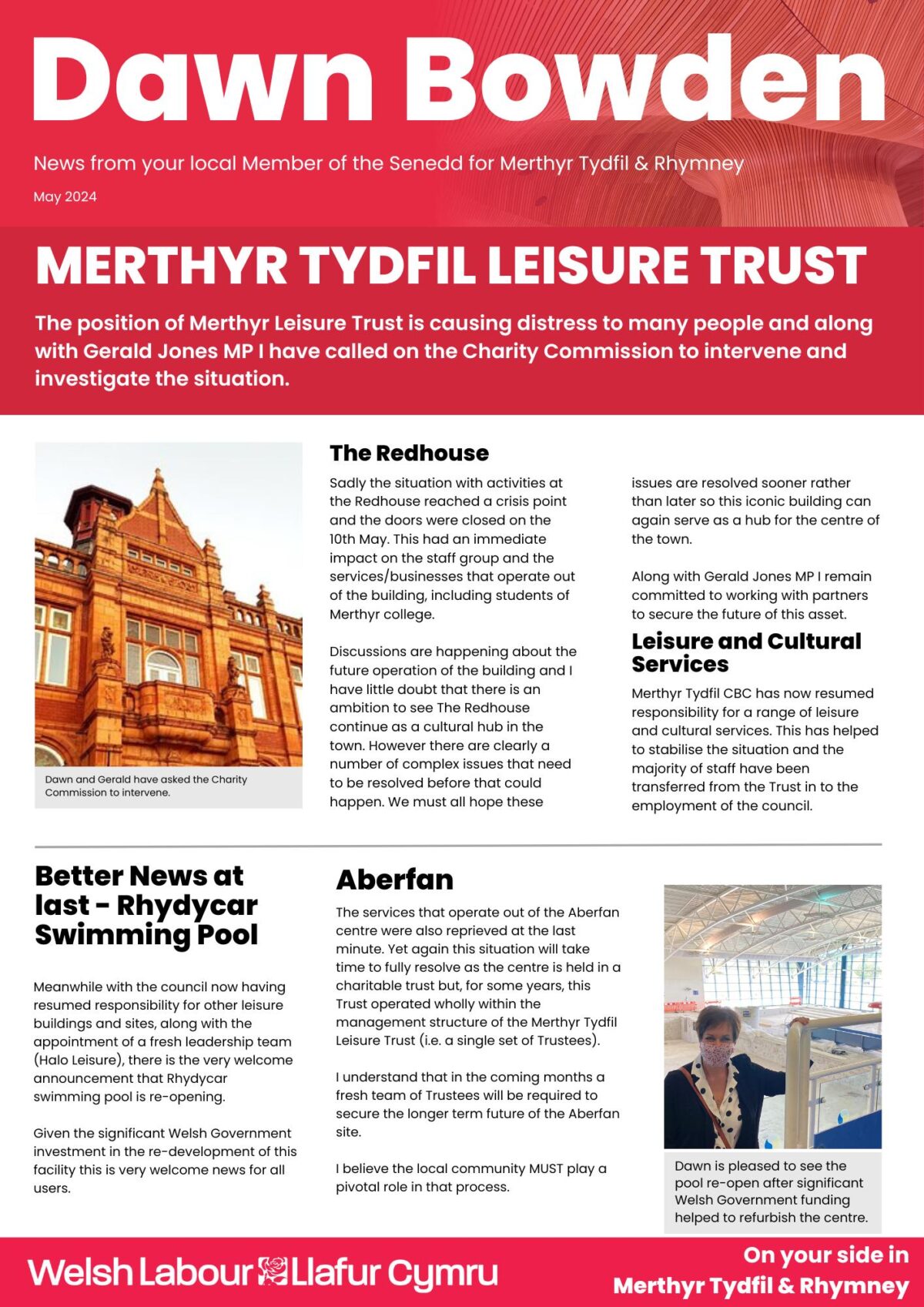 Monthly Report from Dawn Bowden MS